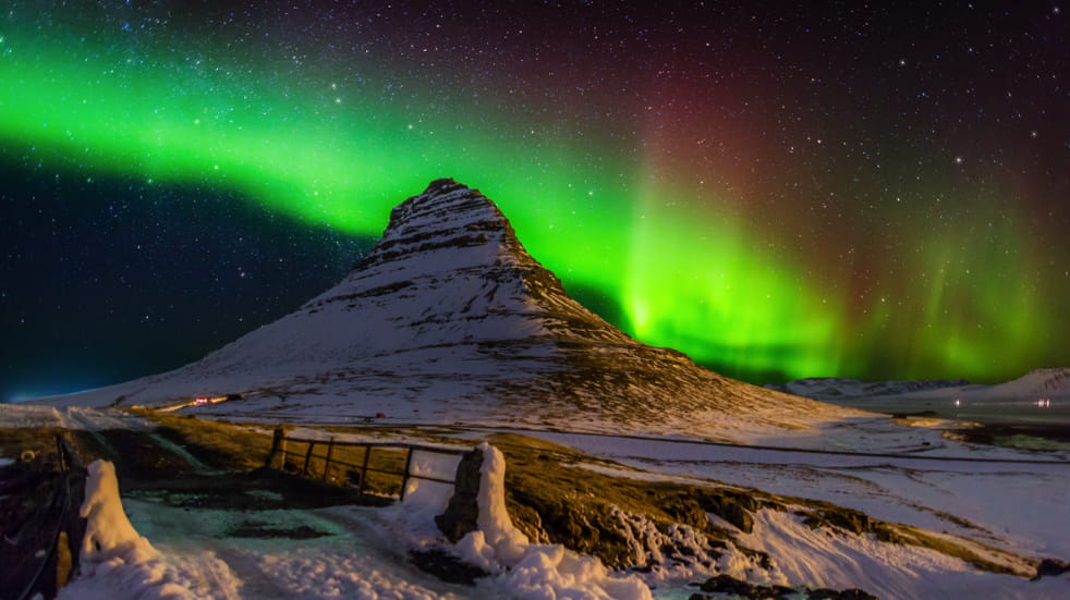The Northern Lights in the Snaefellsnes Peninsula in Iceland